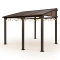 Outdoor Pergola Gazebo Built for Year-Round Use, 10x12 Aluminum Frame, UV Resistant Hardtop, Wall Mount