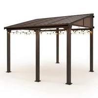 10 * 12FT Pergola,4 * 5 Inch Thickened Pillars & Enlarged Base,Outdoor Hardtop Lean to Gazebo,Wall Mounted Pergola,Pergolas Gazebos Clearance,Aluminum Frame Pergola,Uv Resistant Patio Roof — Studio Shot