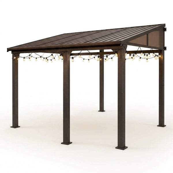 10 * 12FT Pergola,4 * 5 Inch Thickened Pillars & Enlarged Base,Outdoor Hardtop Lean to Gazebo,Wall Mounted Pergola,Pergolas Gazebos Clearance,Aluminum Frame Pergola,Uv Resistant Patio Roof — Studio Shot