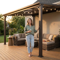 10 * 12FT Pergola,4 * 5 Inch Thickened Pillars & Enlarged Base,Outdoor Hardtop Lean to Gazebo,Wall Mounted Pergola,Pergolas Gazebos Clearance,Aluminum Frame Pergola,Uv Resistant Patio Roof — Lifestyle