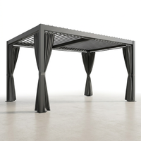 12X20 Louvered Pergola,Dark Grey Aluminum Frame with Adjustable Rainproof Roof, Featuring Waterproof Curtains and Nets — Studio Shot