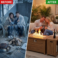 2 Piece Outdoor Propane Fire Pit Table Set — Before & After