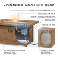 2 Piece Outdoor Propane Fire Pit Table Set — How It Works