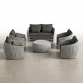 Outdoor Patio Furniture Set Built for Weather Resistance, 6-Piece Aluminum Frame, Olefin Rope Weave, Thick Cushions