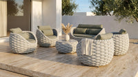 6-Piece Aluminum Patio Furniture Set, Olefin Rope Modern Outdoor Conversation Set Sectional Sofa with Water Repellent Thick Cushions and Coffee Table for Balcony, Garden, Light Grey — Lifestyle