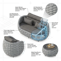6-Piece Aluminum Patio Furniture Set, Olefin Rope Modern Outdoor Conversation Set Sectional Sofa with Water Repellent Thick Cushions and Coffee Table for Balcony, Garden, Light Grey — How It Works