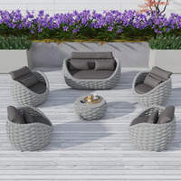 Outdoor Patio Furniture Set Built for Weather Resistance, 6-Piece Aluminum Frame, Olefin Rope Weave, Thick Cushions