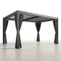 Aluminum Pergola Built for All-Weather Protection, 12x20 Louvered Roof, Waterproof Curtains, Rust-Resistant Frame — Studio Shot
