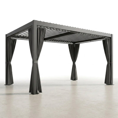 Aluminum Pergola Built for All-Weather Protection, 12x20 Louvered Roof, Waterproof Curtains, Rust-Resistant Frame
