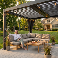 Aluminum Pergola Built for All-Weather Protection, 12x20 Louvered Roof, Waterproof Curtains, Rust-Resistant Frame — Lifestyle