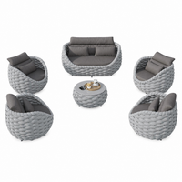 Outdoor Patio Furniture Set Built for Weather Resistance, 6-Piece Aluminum Frame, Olefin Rope Weave, Thick Cushions