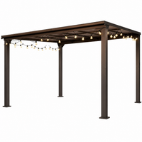 Outdoor Pergola Gazebo Built for Year-Round Use, 10x12 Aluminum Frame, UV Resistant Hardtop, Wall Mount